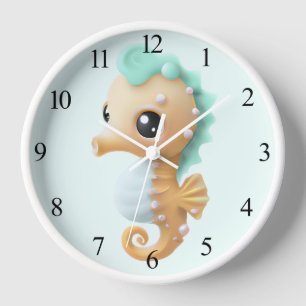 Schattig zeepaardje in turquoise en wit