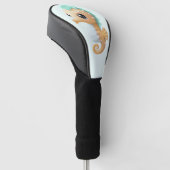 Schattig zeepaardje in turquoise en wit golfheadcover (Schuin)
