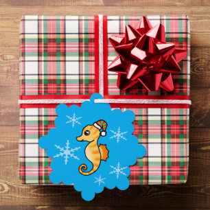 Schattig Zeepaardje Kerst Sneeuwvlok Vakantie Ornament Kaart