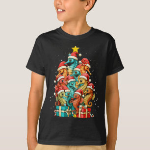 Schattig Zeepaardje Le Zee Vis Kerstboom Kerstmuts T-shirt