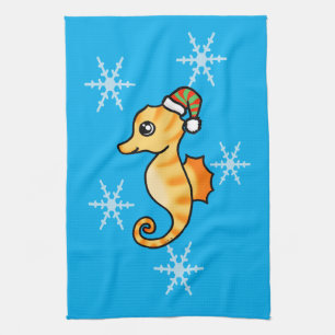 Schattig Zeepaardje Winter Sneeuwvlok Vakantie  Theedoek
