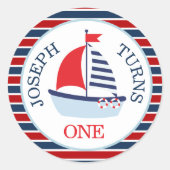 Schattig zeilboot thema ronde sticker (Voorkant)