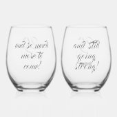 Schattig Zijn & Haar Jubileum Wijnglas Zonder Voet (Achterkant)