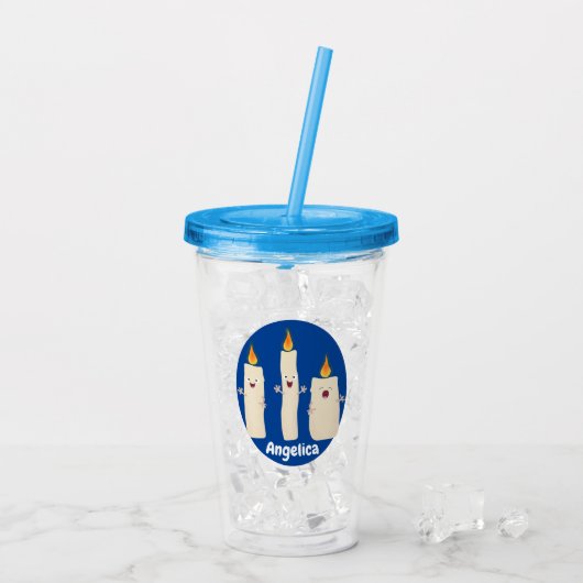 Schattig zingend kaars trio cartoon acryl drinkbeker (Achterkant ijs)