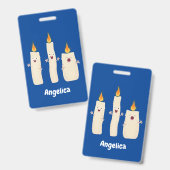 Schattig zingend kaars trio cartoon badge (Voor- en achterkant)
