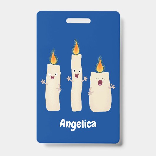 Schattig zingend kaars trio cartoon badge (Voorzijde)