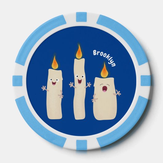 Schattig zingend kaars trio cartoon poker chips (Voorkant)