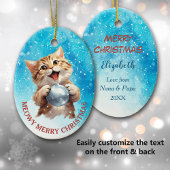 Schattig Zingend Kerstmiskitten Kleindochter Keramisch Ornament