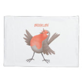 Schattig zingend roodborstje vogel cartoon kussensloop (Achterkant)