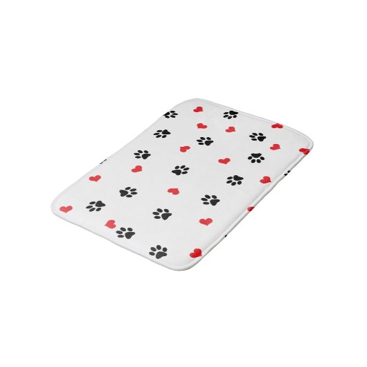 Schattig zoet helder zwart poot rood hart patroon badmat (Gekanteld)