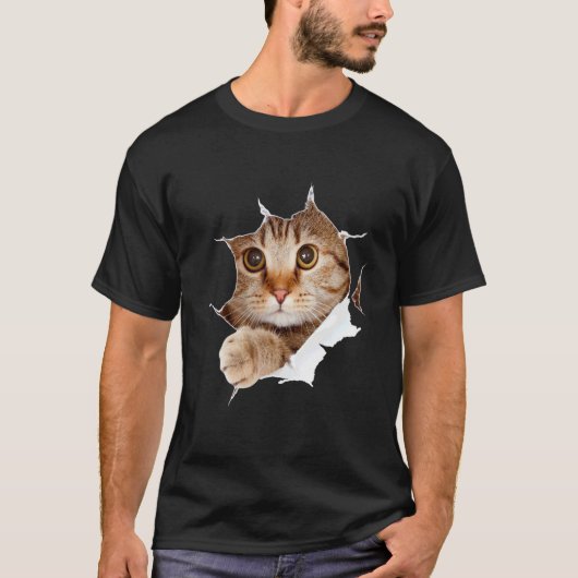 Schattig Zoet Kitten Gescheurde Stof Kat T-shirt (Voorkant)