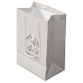 Schattig Zoete Crème Witte Konijn Kerst Medium Cadeauzakje (Voorkant Gekanteld)