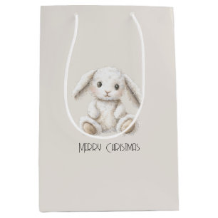 Schattig Zoete Crème Witte Konijn Kerst Medium Cadeauzakje