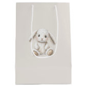 Schattig Zoete Crème Witte Konijn Kerst Medium Cadeauzakje (Achterkant)