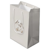 Schattig Zoete Crème Witte Konijn Kerst Medium Cadeauzakje (Achterkant Gekanteld)