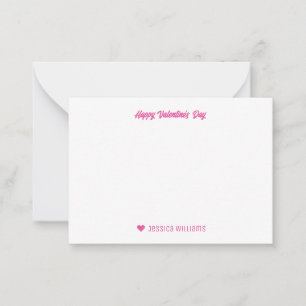 Schattig Zoete Liefde Patroon Roze Valentijnsdag Notitiekaartje