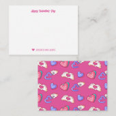 Schattig Zoete Liefdespatroon Roze Valentijnsdag Notitiekaartje (Voorkant / Achterkant)