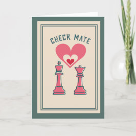 Schattig Zoete Retro Grappige Schaakmat Valentijns Feestdagen Kaart