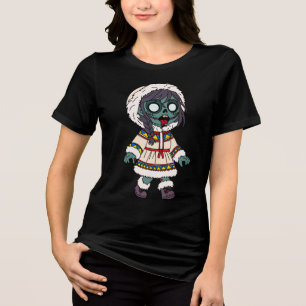 Schattig Zombie Inuit Meisje Tri-Blend Shirt
