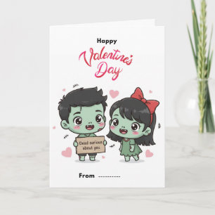 Schattig Zombie Koppel Doodserieus Valentijnkaart Kaart