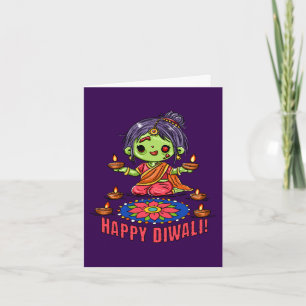 Schattig zombie-meisje viert Diwali Kaart