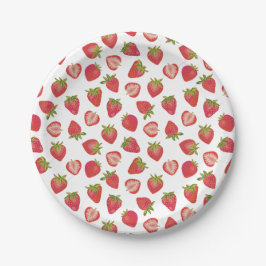 Schattig Zomer Fruit Aardbei Patroon Papieren Bordje