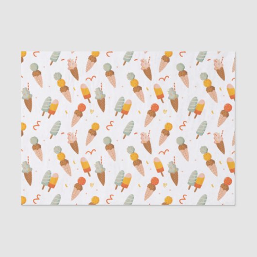 Schattig zomer ijs patroon tissuepapier (Voorkant)