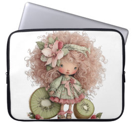SCHATTIG ZOMERMEISJE MET BLOEMEN EN VRUCHTEN LAPTOP SLEEVE