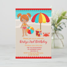 Schattig Zomerstrand Meisje Verjaardagsfeestje