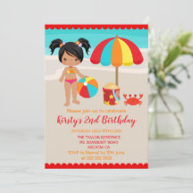 Schattig Zomerstrand Meisje Verjaardagsfeestje