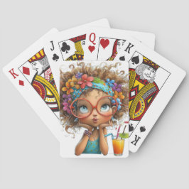 SCHATTIG ZOMERTHEMA MEISJE POKERKAARTEN