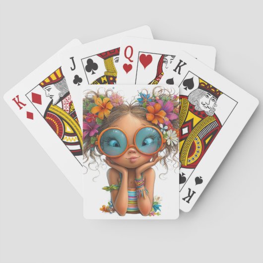 SCHATTIG ZOMERTHEMA MEISJE POKERKAARTEN (Achterkant)