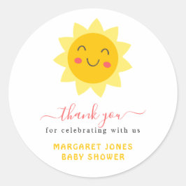 Schattig zonneschijn Baby shower dank u Sticker