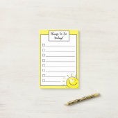 Schattig zonneschijn glimlach gezicht selectievakj post-it® notes (Op bureau)