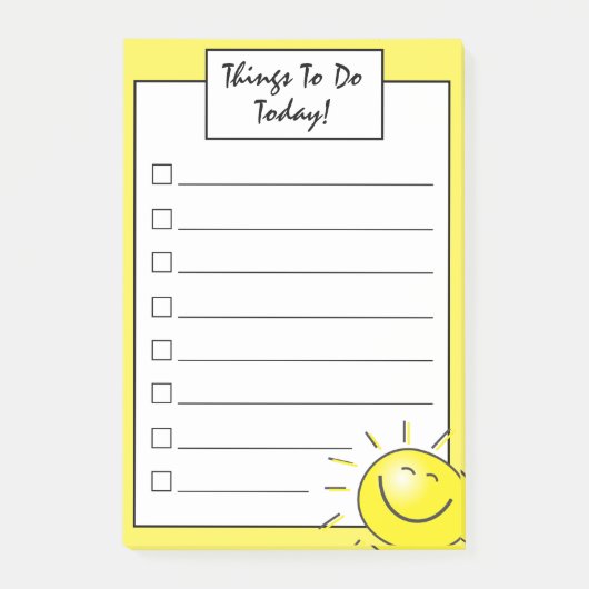 Schattig zonneschijn glimlachend gezicht checkbox  post-it® notes (Voorkant)