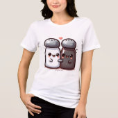 Schattig zout en peper koppelontwerp Tri-Blend shirt (Voorkant)