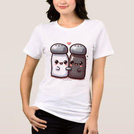 Schattig zout en peper koppelontwerp Tri-Blend shirt