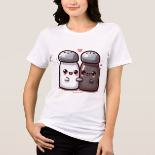 Schattig zout en peper koppelontwerp Tri-Blend shirt