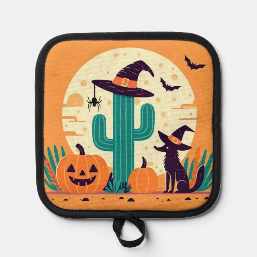 Schattig, zuidwestelijk Halloween woestijn/cactus Pannenlap (Voorkant)