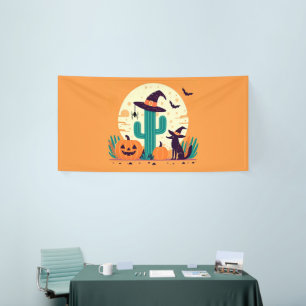 Schattig, zuidwestelijk Halloween woestijn/cactus Spandoek