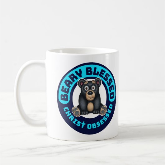 Schattig zwart Beer, Beary Blessed Christ Koffiemok (Links)