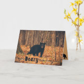 Schattig zwart Beer Vaderdag Kaart (Gele Bloem)