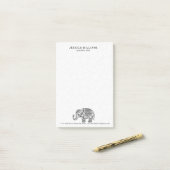 Schattig zwart bloemenpaisley olifant illustratie post-it® notes (Op bureau)