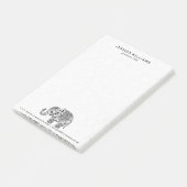 Schattig zwart bloemenpaisley olifant illustratie post-it® notes (Schuin)