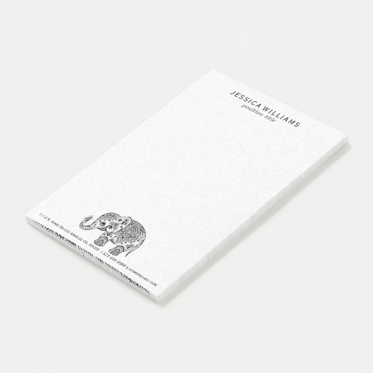Schattig zwart bloemenpaisley olifant illustratie post-it® notes (Schuin)