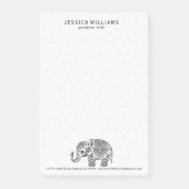 Schattig zwart bloemenpaisley olifant illustratie post-it® notes (Voorkant)