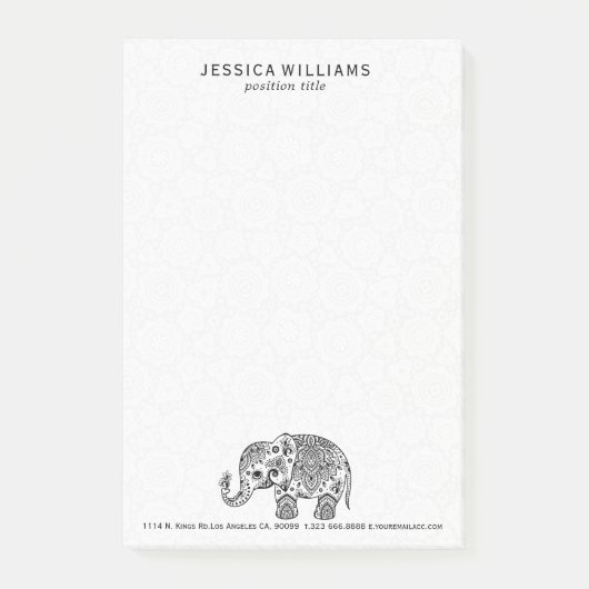 Schattig zwart bloemenpaisley olifant illustratie post-it® notes (Voorkant)