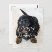 Schattig zwart Dachshund Puppy Hond Verjaardag Briefkaart (Voorkant / Achterkant)