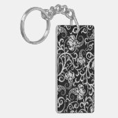 Schattig zwart dalmatiër bloemen ontwerp sleutelhanger (Voorkant Links)