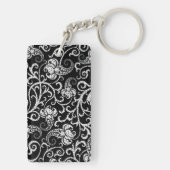 Schattig zwart dalmatiër bloemen ontwerp sleutelhanger (achterkant)